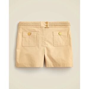 J.Crew NWT Cotton-blend mini short with braided trim Sz 0 Tan Brown